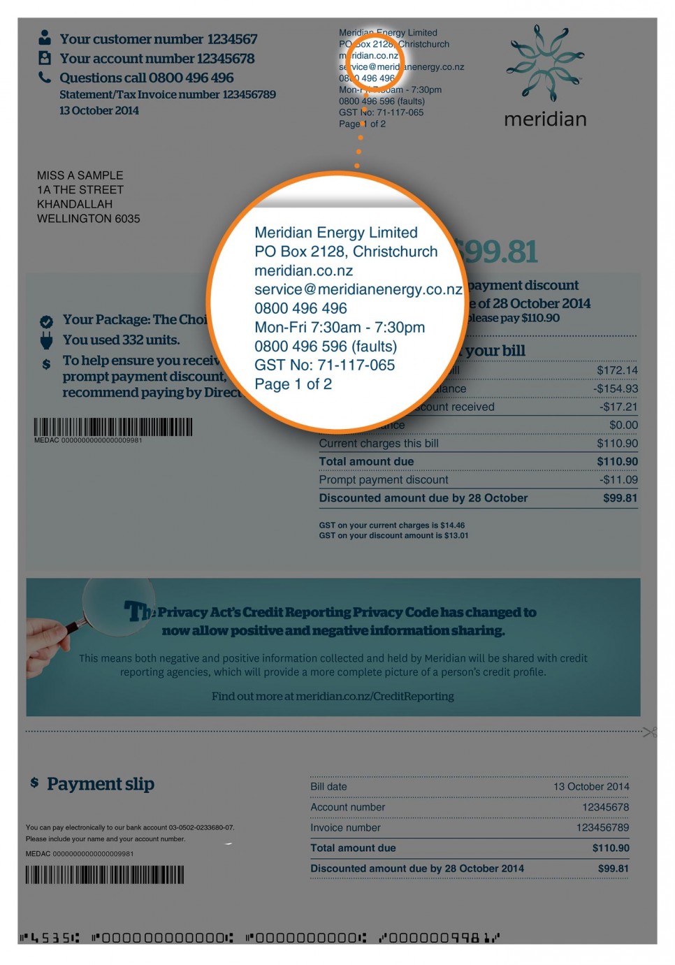 Understanding Your Bill Contact details