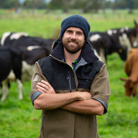 Dairy farmer smiling