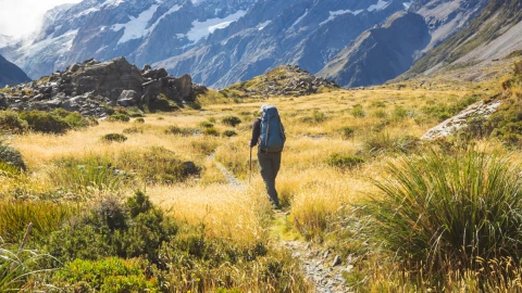 Person hiking in the mountains