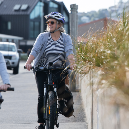 Woman biking