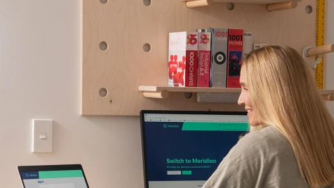 Woman using Meridian app