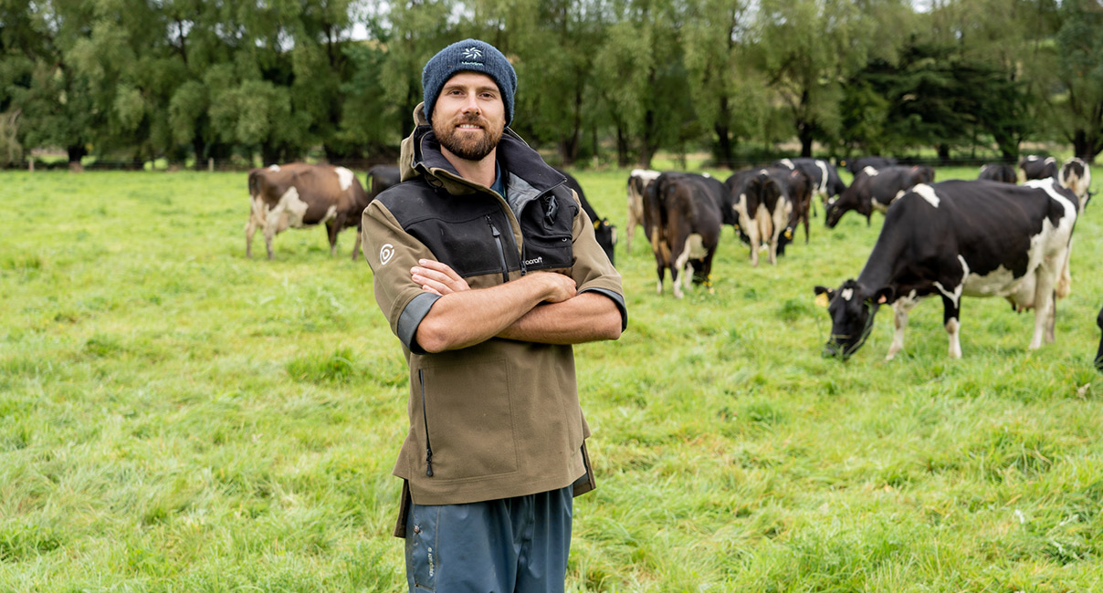 Dairy farmer with his cows