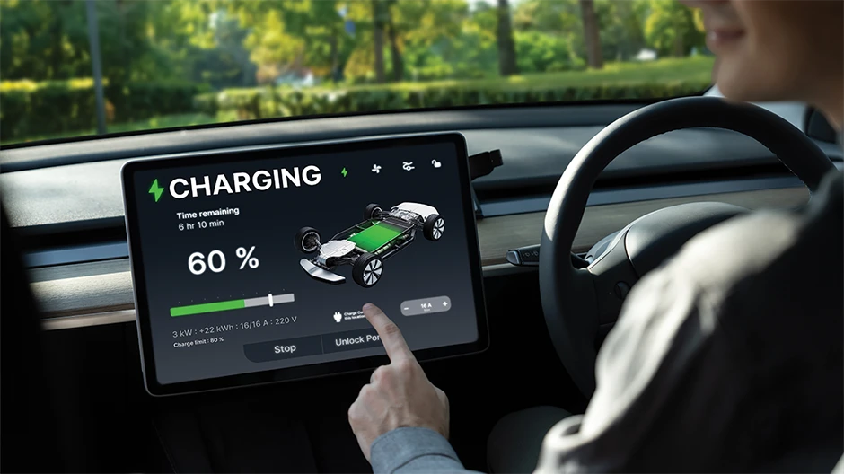 EV charging screen