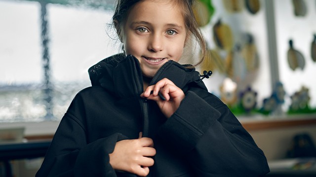 Girl wearing a warm jacket