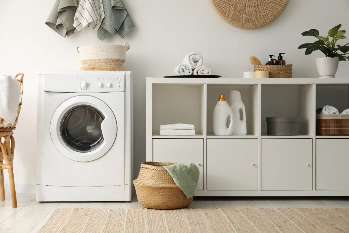 Clean modern laundry in a home
