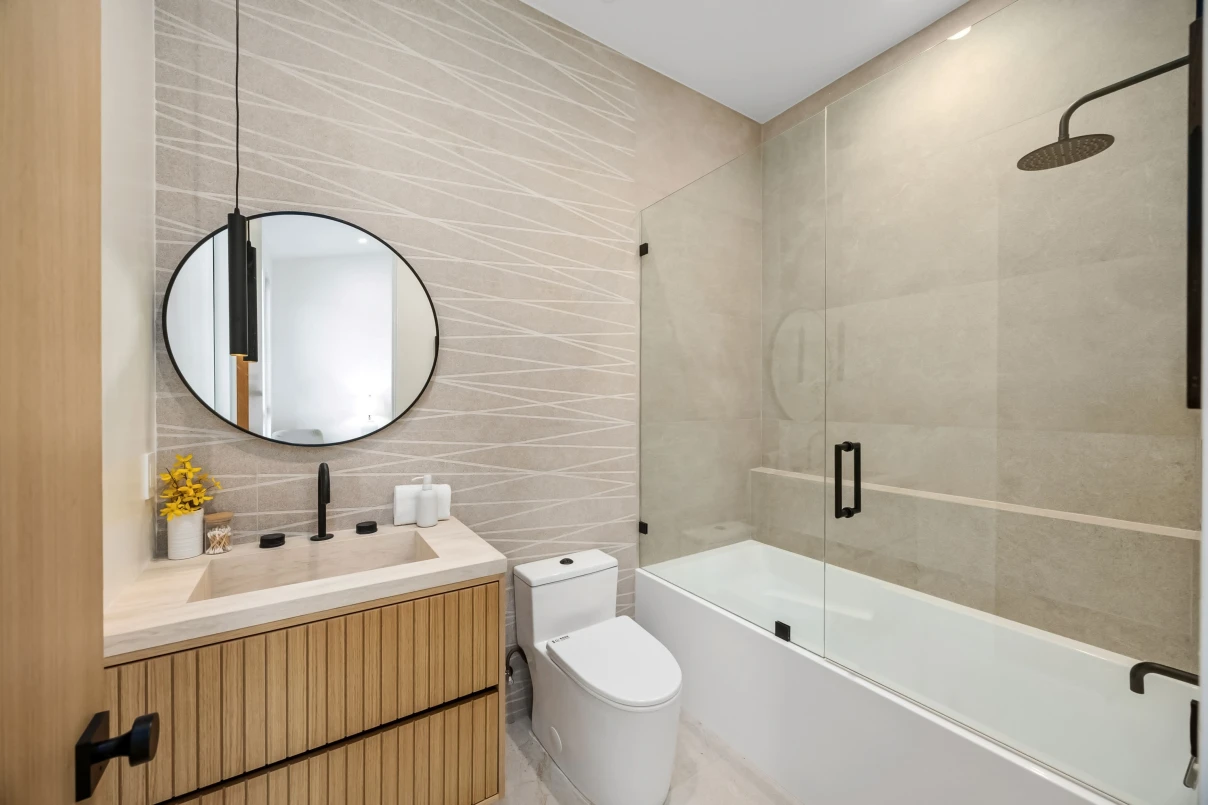 Modern bathroom, well lit